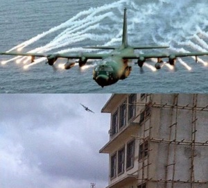 Military air craft captured went round the the SCOAN building before it collapsed